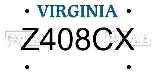 Z408CX Virginia License Plate
