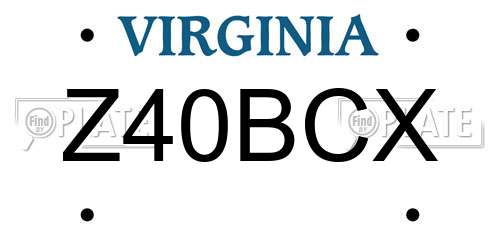 Z40BCX Virginia License Plate