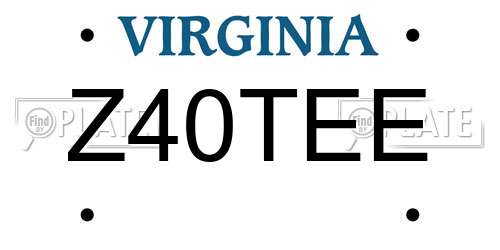 Z40TEE Virginia License Plate