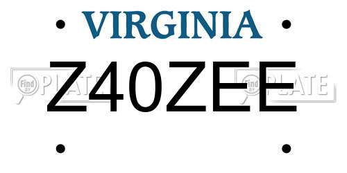 Z40ZEE Virginia License Plate