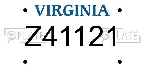 Z41121 Virginia License Plate