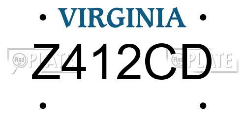 Z412CD Virginia License Plate