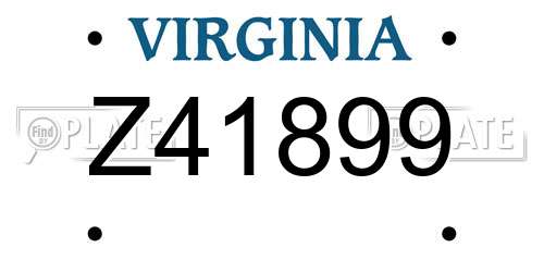 Z41899 Virginia License Plate
