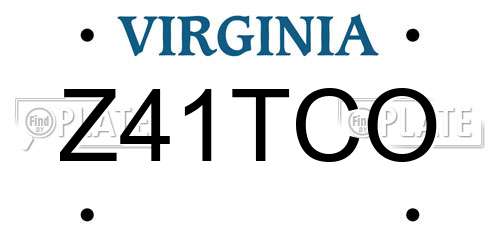 Z41TCO Virginia License Plate