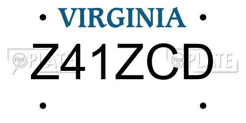 Z41ZCD Virginia License Plate