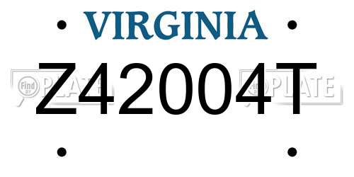 Z42004T Virginia License Plate