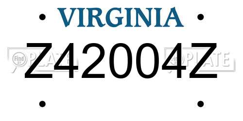 Z42004Z Virginia License Plate