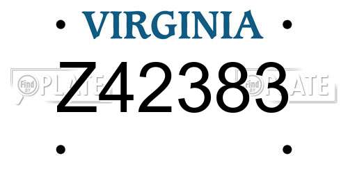 Z42383 Virginia License Plate