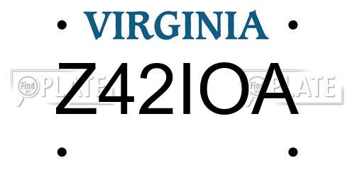 Z42IOA Virginia License Plate