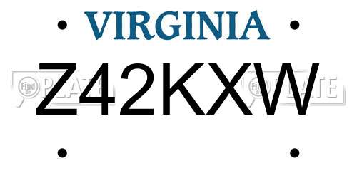 Z42KXW Virginia License Plate