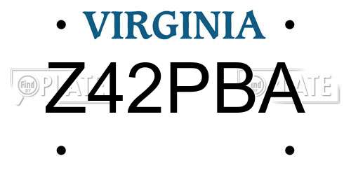 Z42PBA Virginia License Plate
