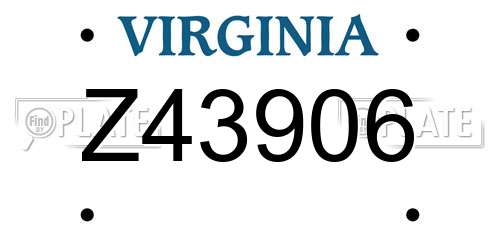 Z43906 Virginia License Plate