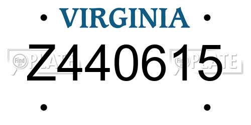 Z440615 Virginia License Plate
