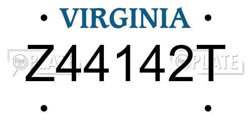 Z44142T Virginia License Plate