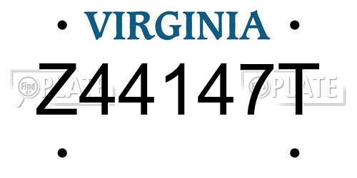 Z44147T Virginia License Plate