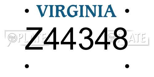 Z44348 Virginia License Plate