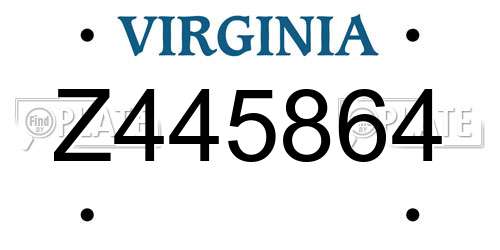 Z445864 Virginia License Plate