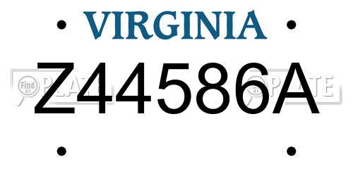 Z44586A Virginia License Plate