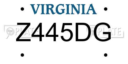Z445DG Virginia License Plate