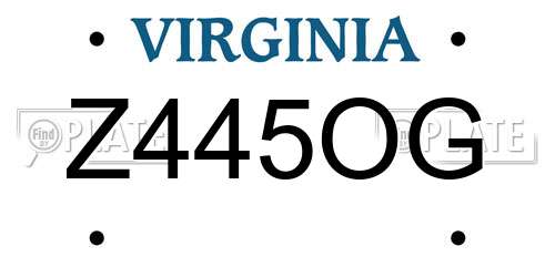 Z445OG Virginia License Plate