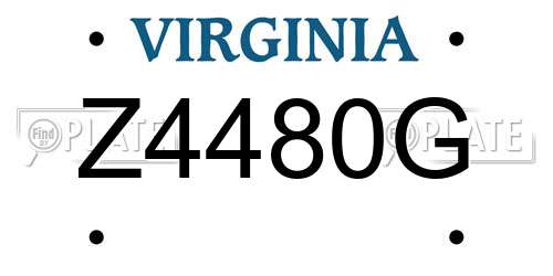 Z4480G Virginia License Plate