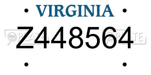 Z448564 Virginia License Plate