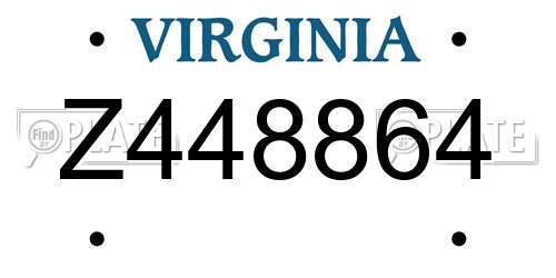 Z448864 Virginia License Plate