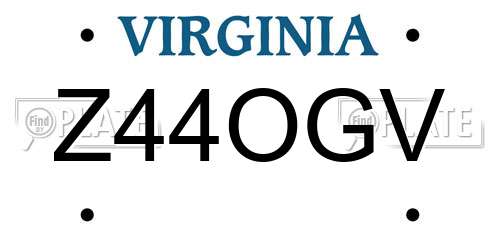Z44OGV Virginia License Plate