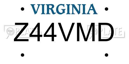 Z44VMD Virginia License Plate