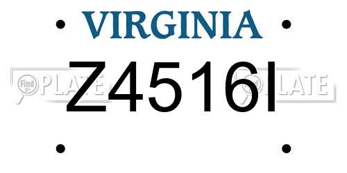 Z4516I Virginia License Plate