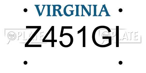 Z451GI Virginia License Plate
