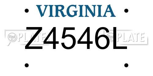 Z4546L Virginia License Plate