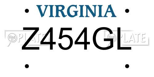 Z454GL Virginia License Plate