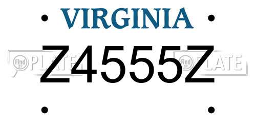 Z4555Z Virginia License Plate