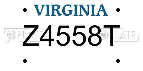 Z4558T Virginia License Plate