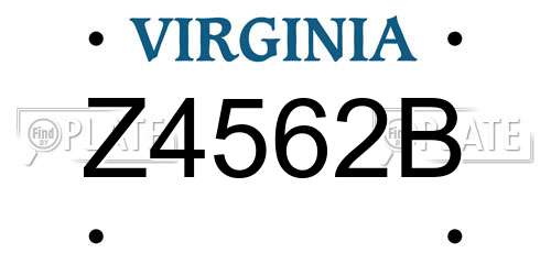 Z4562B Virginia License Plate