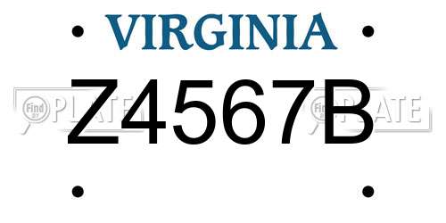 Z4567B Virginia License Plate