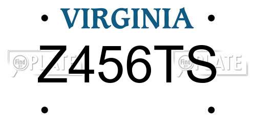 Z456TS Virginia License Plate