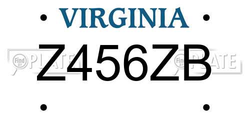 Z456ZB Virginia License Plate