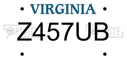 Z457UB Virginia License Plate