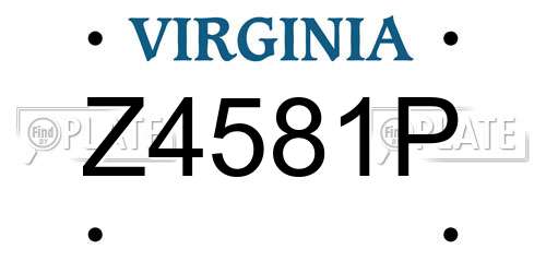 Z4581P Virginia License Plate