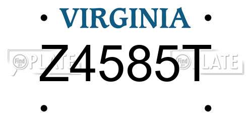 Z4585T Virginia License Plate