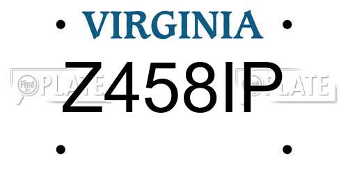 Z458IP Virginia License Plate