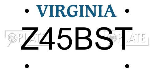Z45BST Virginia License Plate