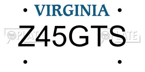 Z45GTS Virginia License Plate