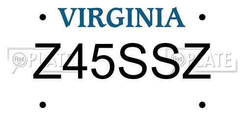 Z45SSZ Virginia License Plate