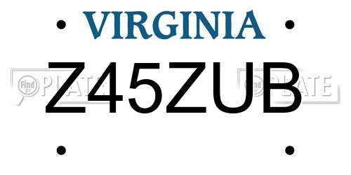 Z45ZUB Virginia License Plate