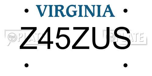 Z45ZUS Virginia License Plate