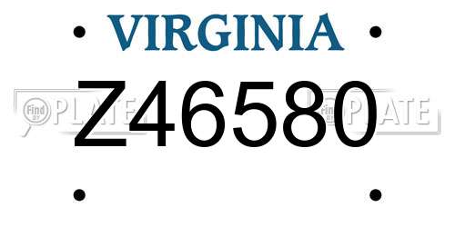 Z46580 Virginia License Plate