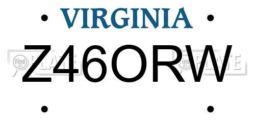 Z46ORW Virginia License Plate